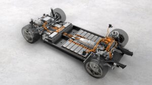 Example of EV car with batteries
