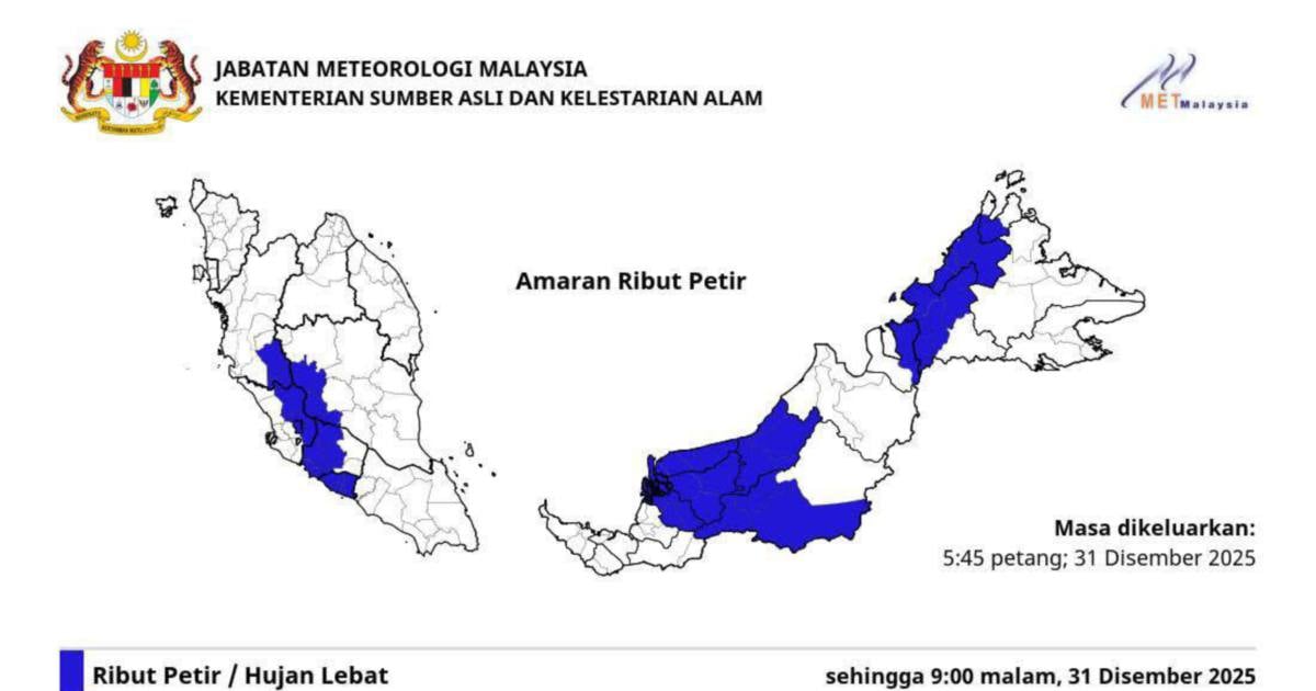 Thunderstorms, strong winds expected in KL and 7 other states until 9pm today