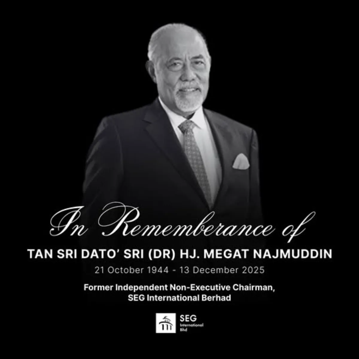  Tokoh korporat dan veteran politik Megat Najmuddin meninggal dunia