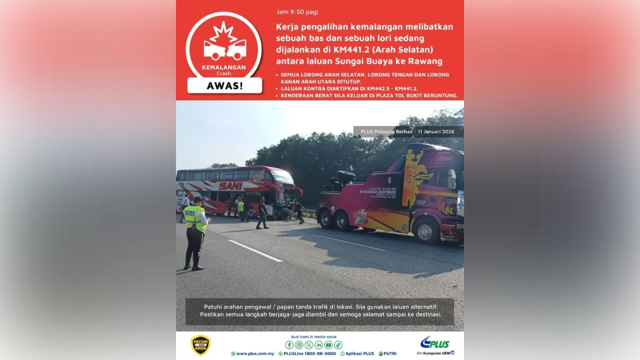 15 injured in expressway crash involving bus and lorry near Rawang