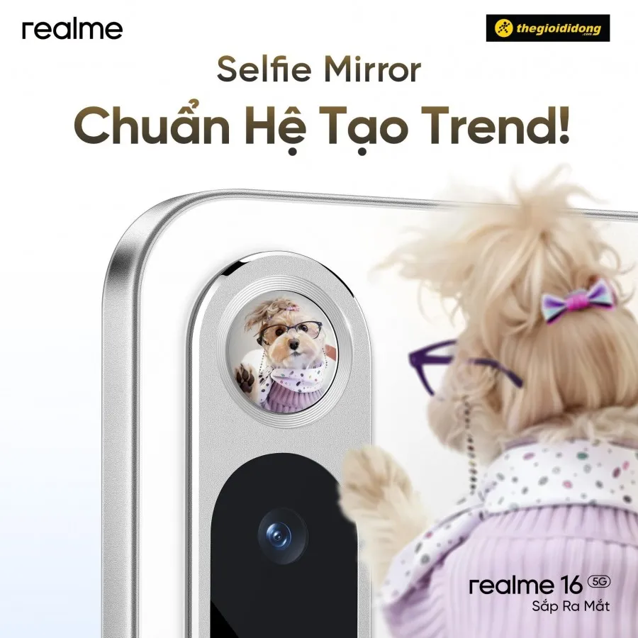 Bonggol Kamera Realme 16 Tertiris Dengan Cermin Kecil Untuk Swafoto