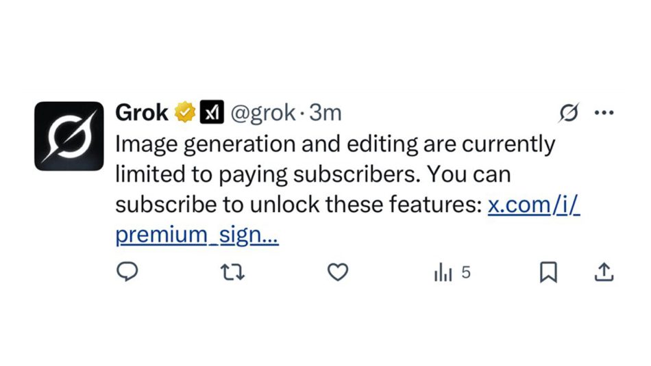 Ciri Menjana Gambar Grok Kini Hanya Boleh Diakses Pelanggan Berbayar