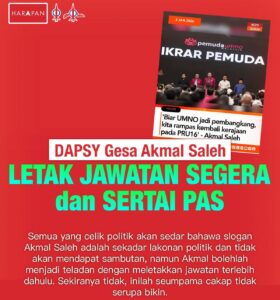 DAPSY gesa Akmal Saleh letak jawatan Exco, sertai Pas