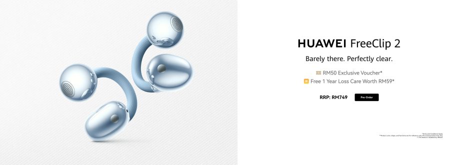 Fon Telinga Huawei FreeClip 2 Ditawarkan Di Malaysia Pada Harga RM749