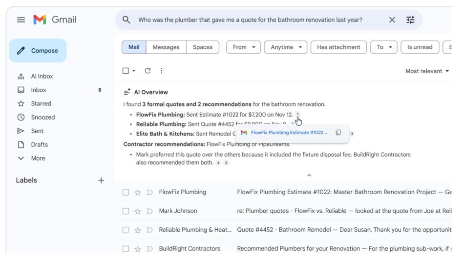 Gmail Kini Mengintegrasikan Gemini Dengan AI Overview, AI Inbox dan Bantuan Menulis
