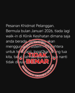 KKM Nafi Mesej Tular Dakwaan Klinik Kesihatan Tidak Menerima Pesakit Tanpa Janji Temu