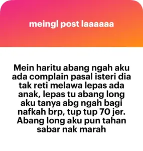 M'sian complains wife doesn't keep herself pretty after giving birth, gives RM70 nafkah