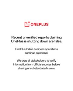 OnePlus Mengeluarkan Kenyataan Mengenai Khabar Angin Penutupan