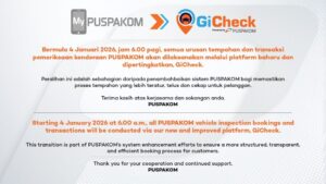 Puspakom Perkenalkan GiCheck – Platform Baharu Tempahan Pemeriksaan Kenderaan