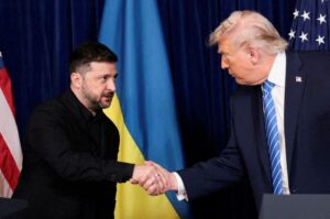 Ukraine's Zelenskiy arrives for Davos talks with Trump