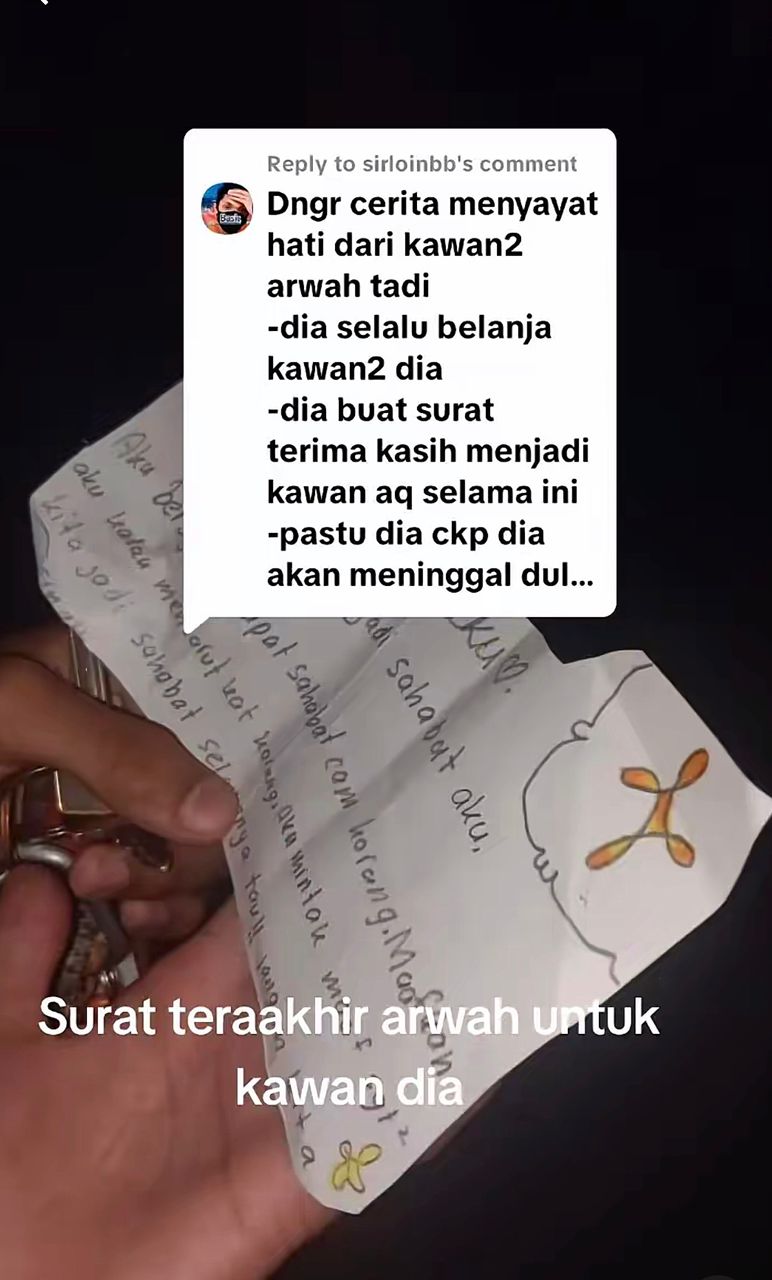 Mangsa buat surat terima kasih kepada rakan