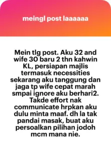 "She can't cook, gets angry easily"