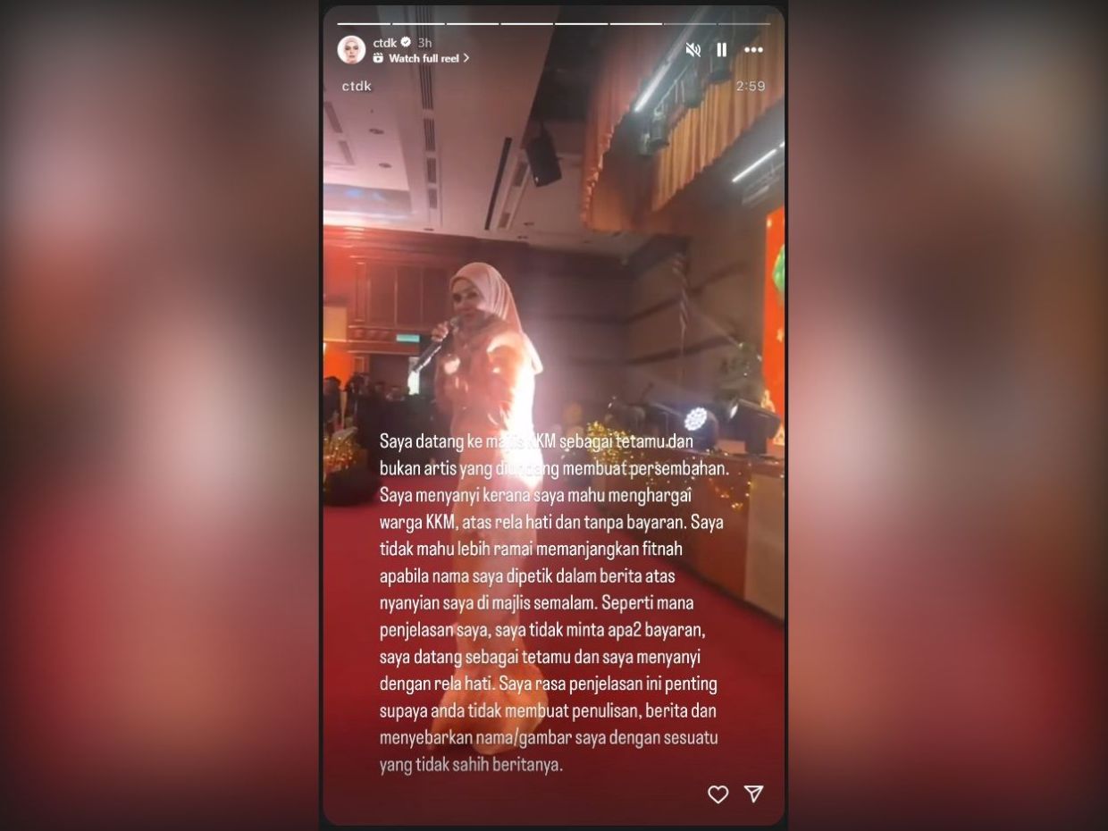 'I sang for free': Siti Nurhaliza clears air over Health Ministry Raya open house performance
