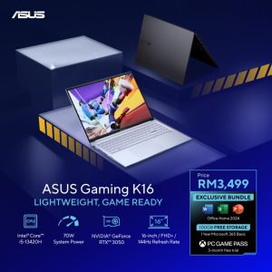 ASUS Gaming K16 Dan ASUS Gaming V16 Akan Ditawarkan Di Pasaran Tempatan Dengan Harga Permulaan RM3499