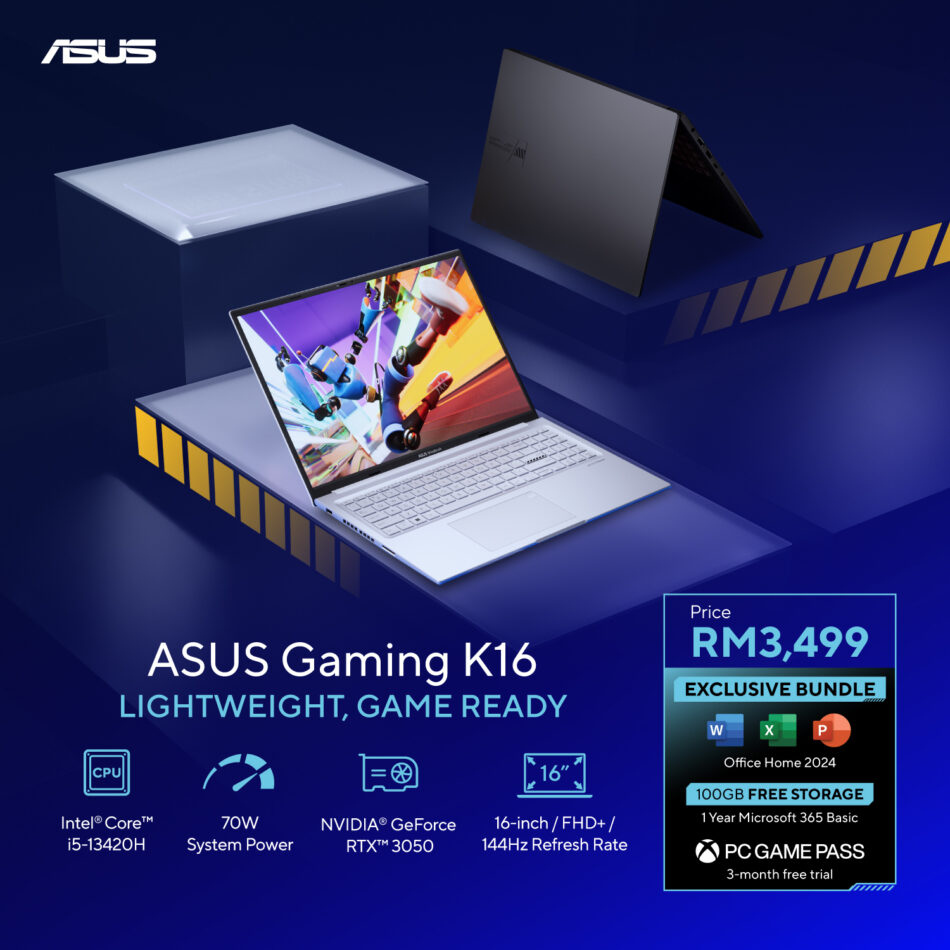 ASUS Gaming K16 Dan ASUS Gaming V16 Akan Ditawarkan Di Pasaran Tempatan Dengan Harga Permulaan RM3499
