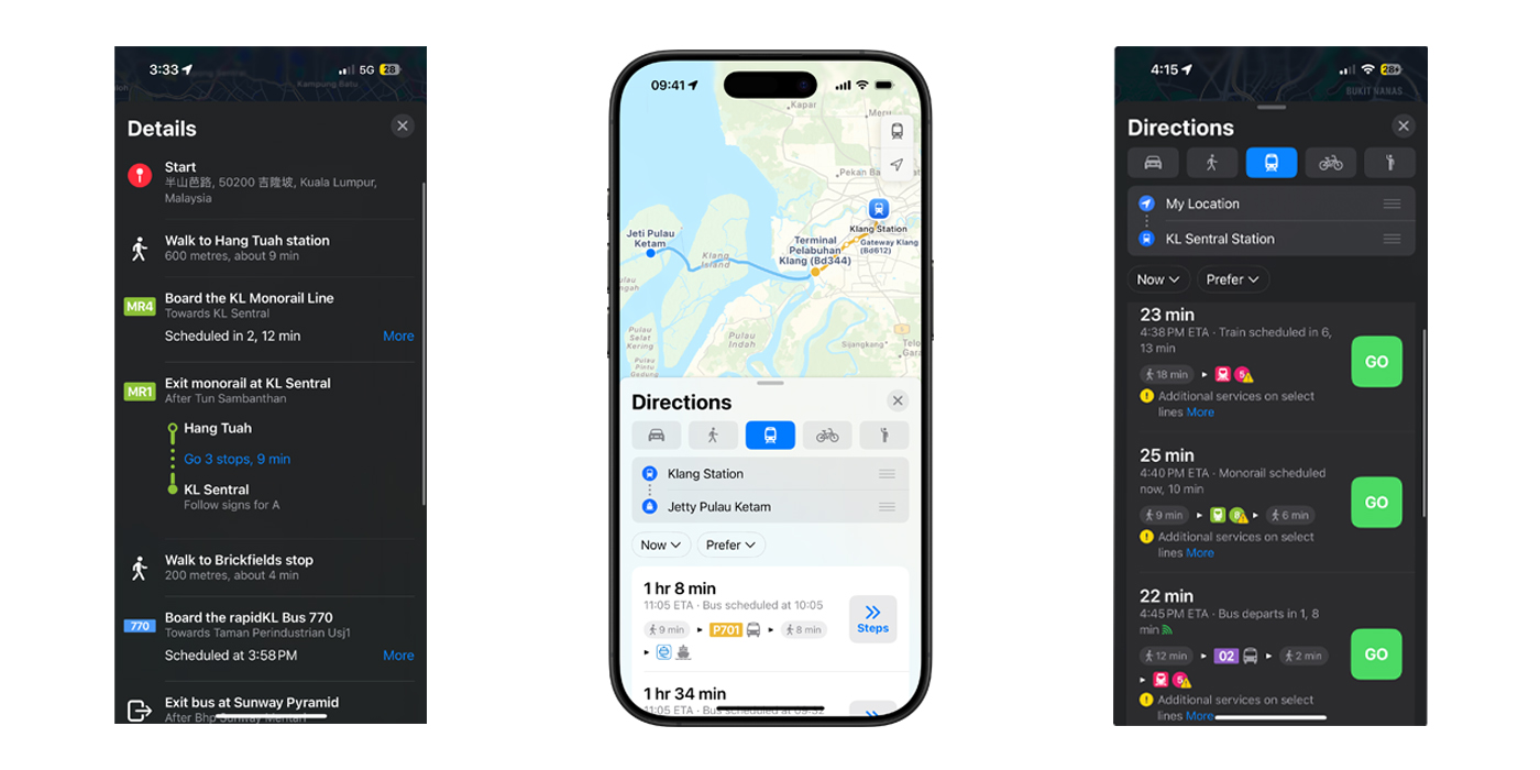 Apple Maps now available with transit directions in Malaysia