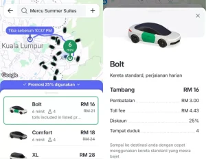 Bolt Kini Menyertakan Kiraan Tol Dalam Paparan Tambang Perjalanan – Tidak Perlu Ditambah Secara Berasingan