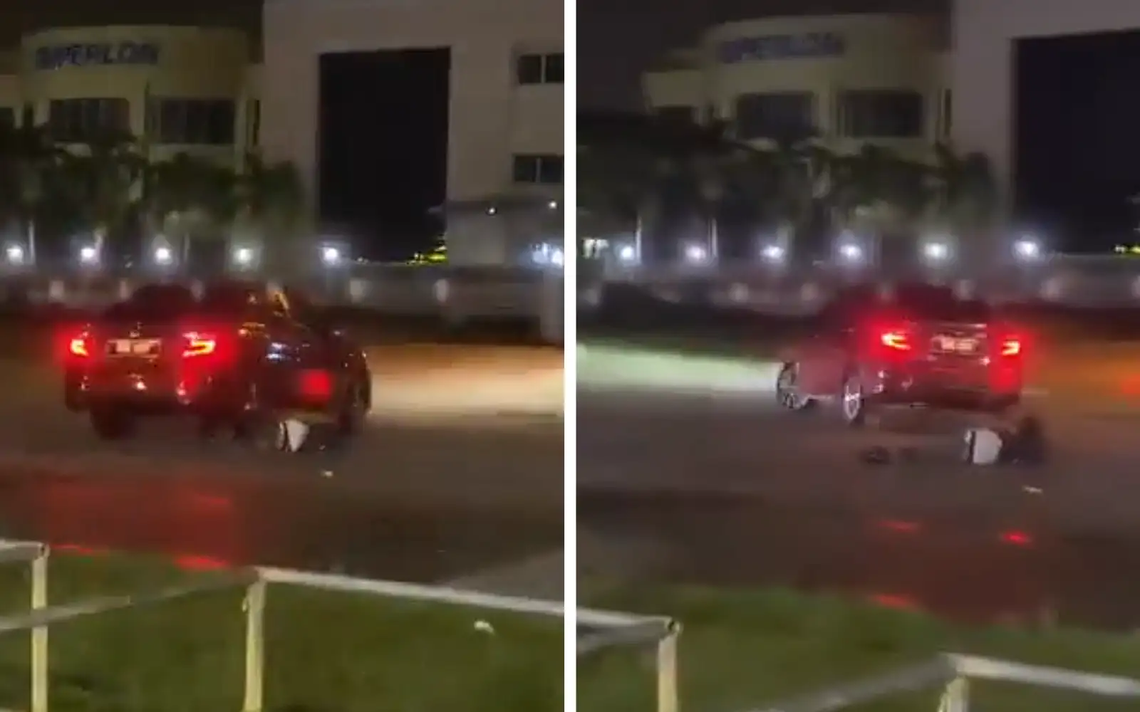 Man held after video shows car intentionally crashing into motorcyclist