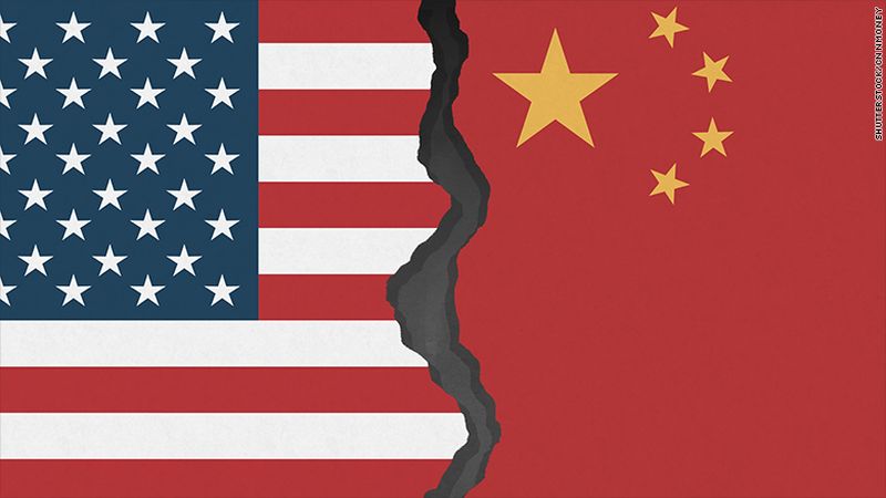 US China flags